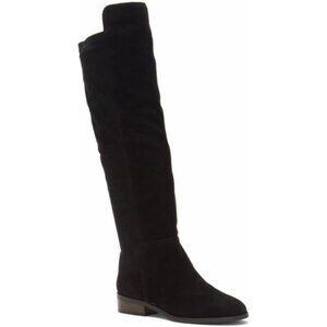 Women's Black Above the Knee Pointed Toe Low Heel Calypso Winter Long Boot